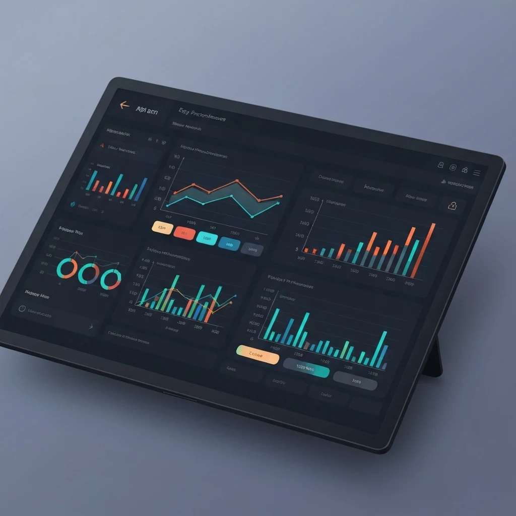 Business analytics dashboard with charts and graphs